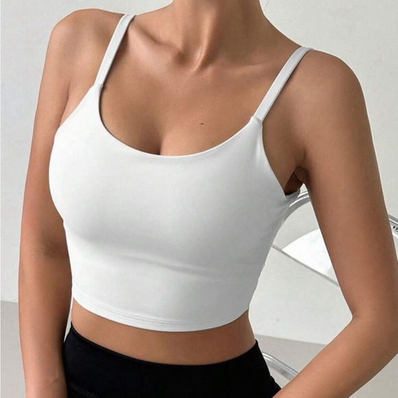 Low Cut Back Cami Cropped Top Padded Bralette Bra Black - Picture 7 of 16